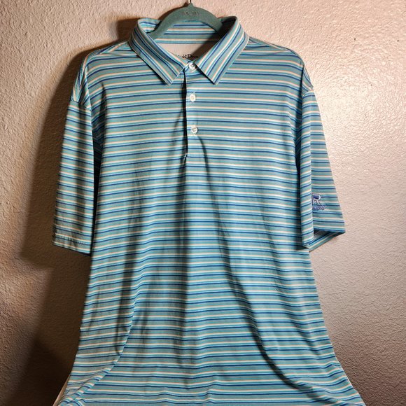 Straight Down Other - Straight Down Golf Polo Shirt Men’s XL Gray Striped Print Performance Top FstShp